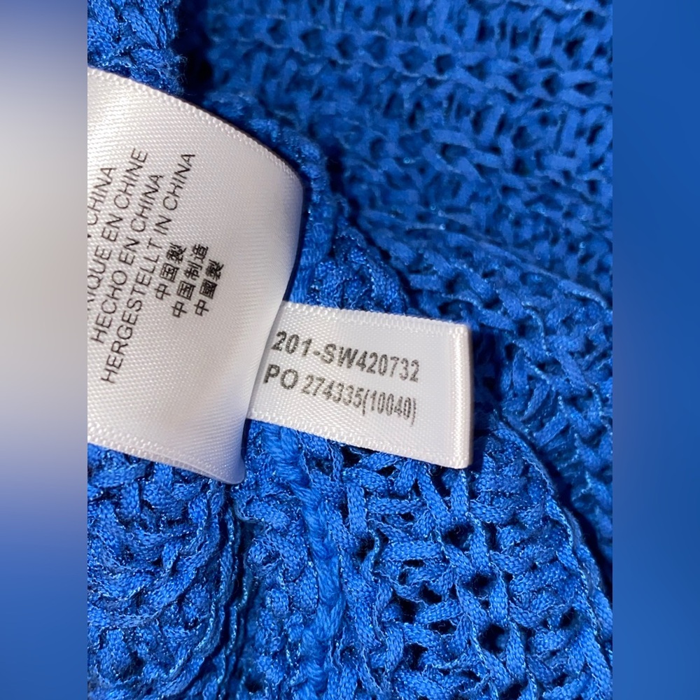 Tommy Bahama Marlina Blue Tape Yarn Open Knit V-Neck Sweater M Medium see photos - Picture 10 of 13